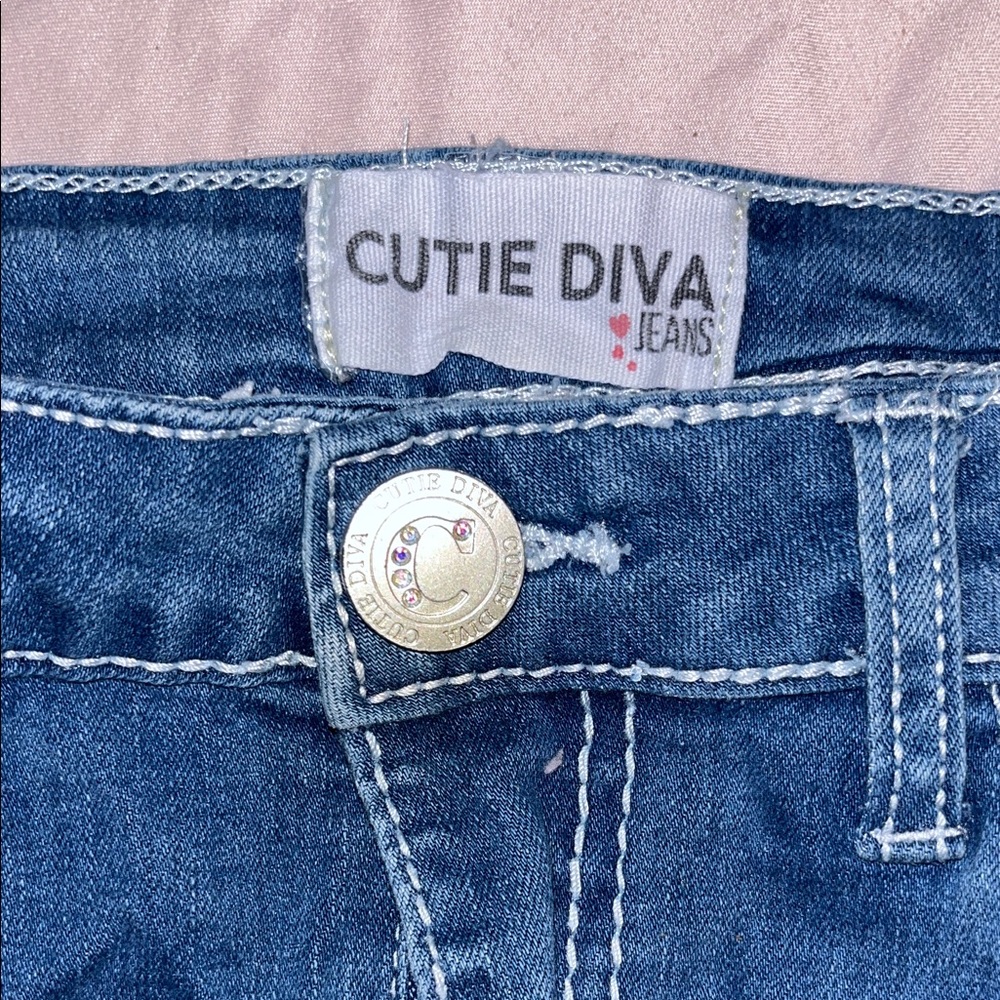 Denim Blue Skirt with Embellished Pockets - Picture 2 of 6